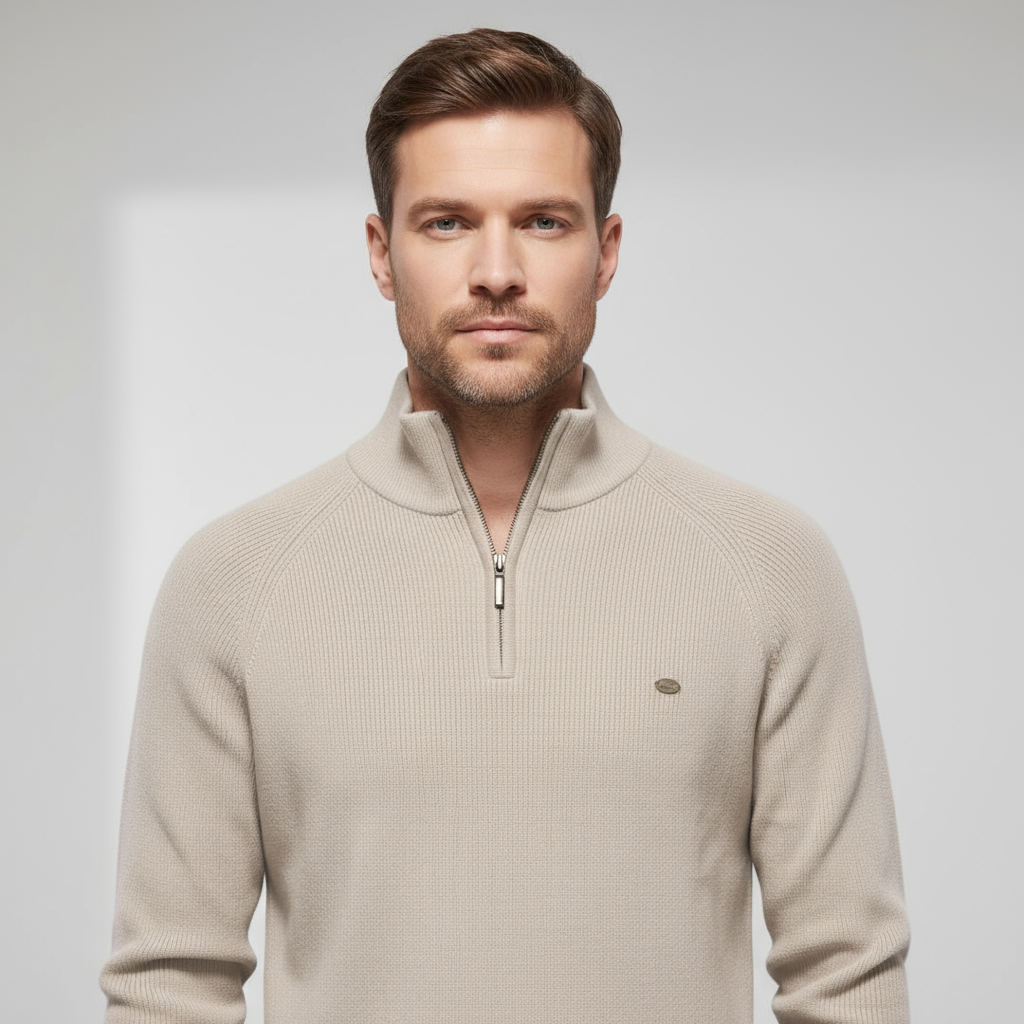 Nate | Men’s Classic Half-Zip Cotton Blend Sweater