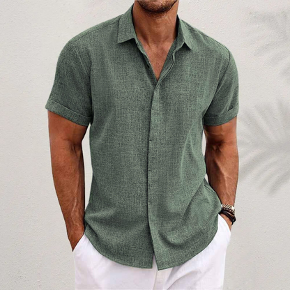 Oliveros | Men’s Short-Sleeve Cotton-Linen Shirt