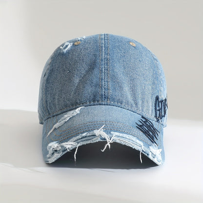 Rebel | Unisex Washed-Denim Cap