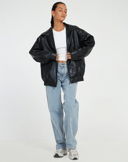 Robbie | Women’s Oversized Leather Bomber Jacket