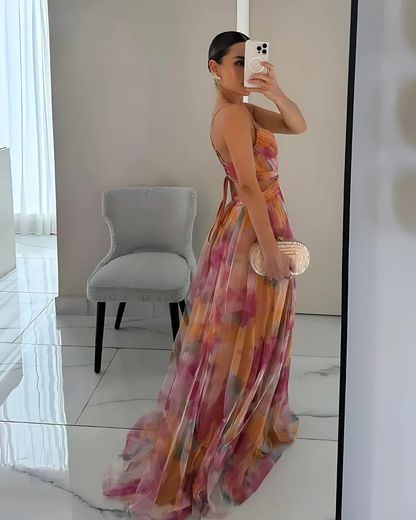 Rosina | Women’s Elegant Floral Maxi Dress with Spaghetti Straps
