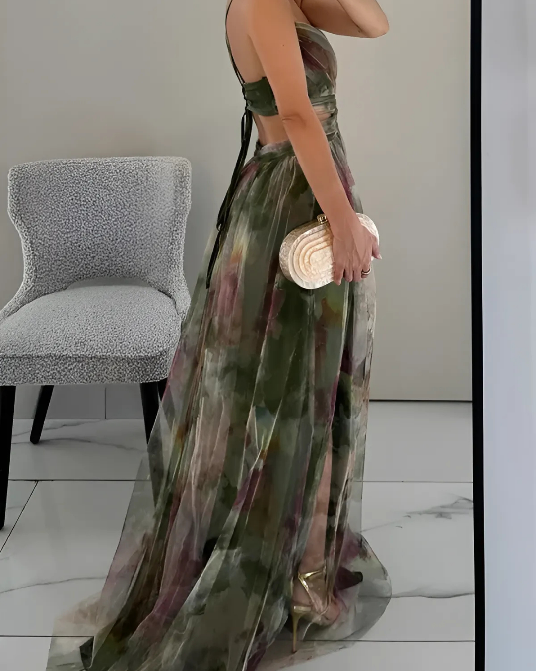 Rosina | Women’s Elegant Floral Maxi Dress with Spaghetti Straps