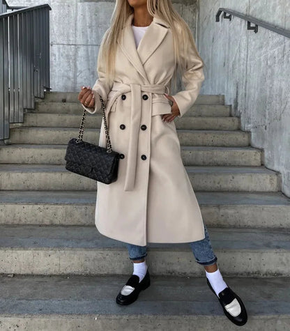 Sharlette | Women’s Long Lapel Button Front Coat