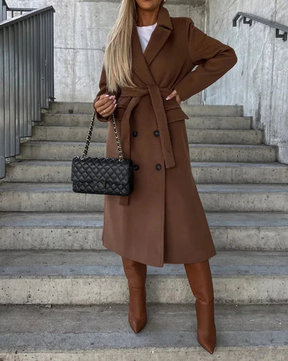 Sharlette | Women’s Long Lapel Button Front Coat