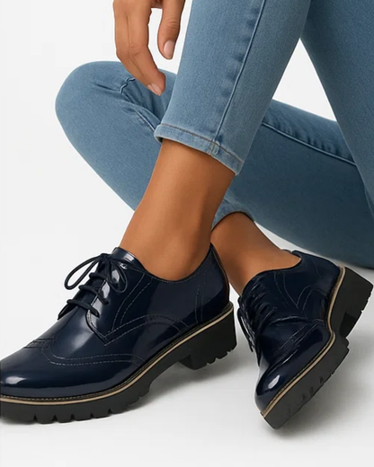Solenya | Women’s Shiny Casual Lace-Up Shoes