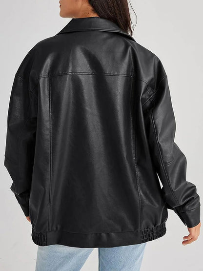 Zoiey | Women’s Oversized Leather Bomber Jacket