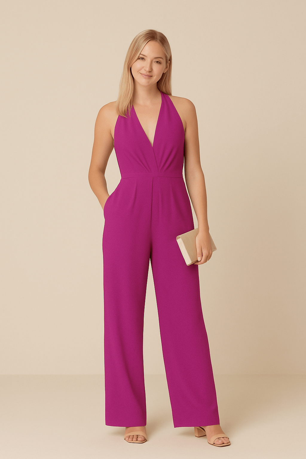Gravelle | Women’s Sleeveless Jumpsuit – Deep V‑Neck & Wide‑Leg Elegant Fit