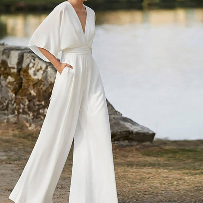 Xamira | Women’s Elegant V-Neck Jumpsuit